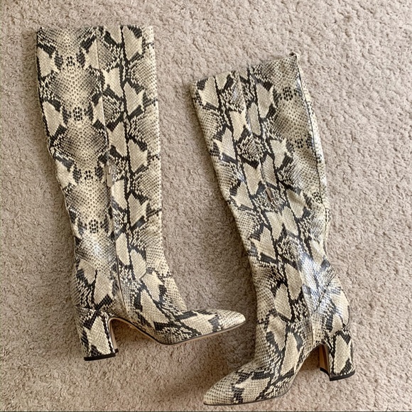 Sam Edelman Knee High Snakeskin Print LeatherBoots - Picture 3 of 6
